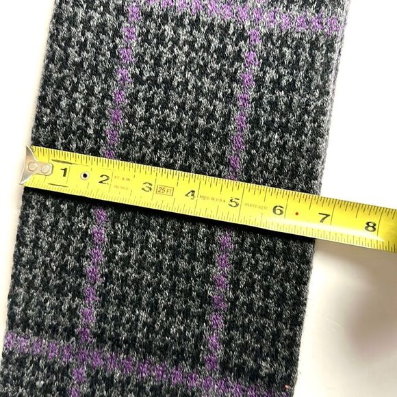 NWT Lauren Ralph Lauren Wool Houndstooth Purple Gray Long Scarf with Tassel - Picture 11 of 11